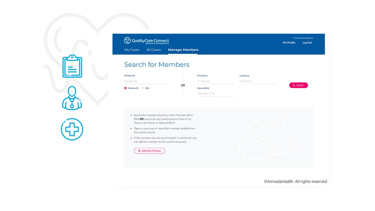 UI design of QualityHealth Connect Member Search
