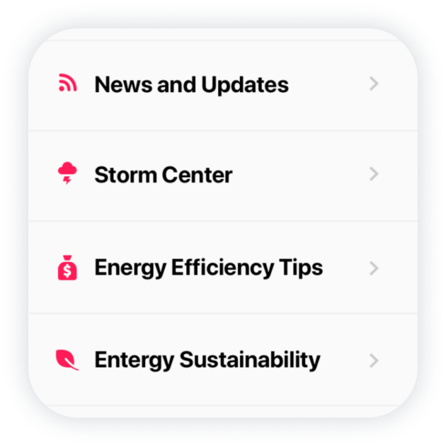 Resources UI component from the entergy mobile app