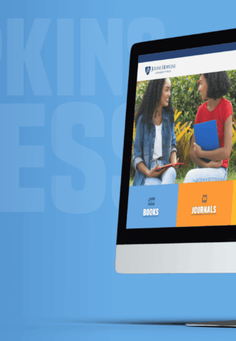 An image showing the homepage design of the JHU Press website