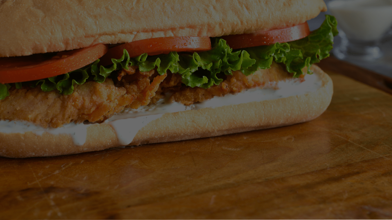 Closeup of chicken sandwich
