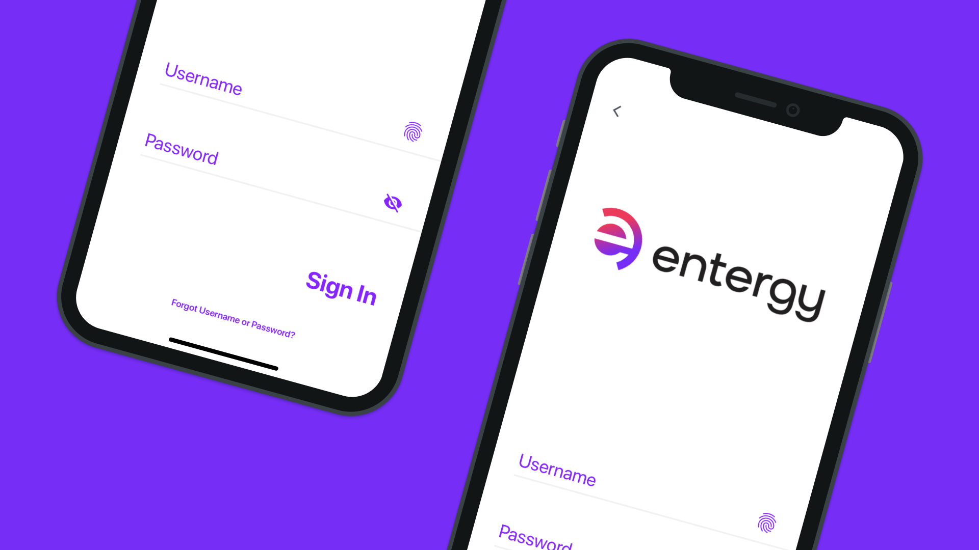 Login screen of the Entergy mobile app