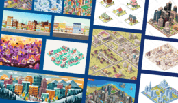 Examples of inspiration used for the isometric imagery.