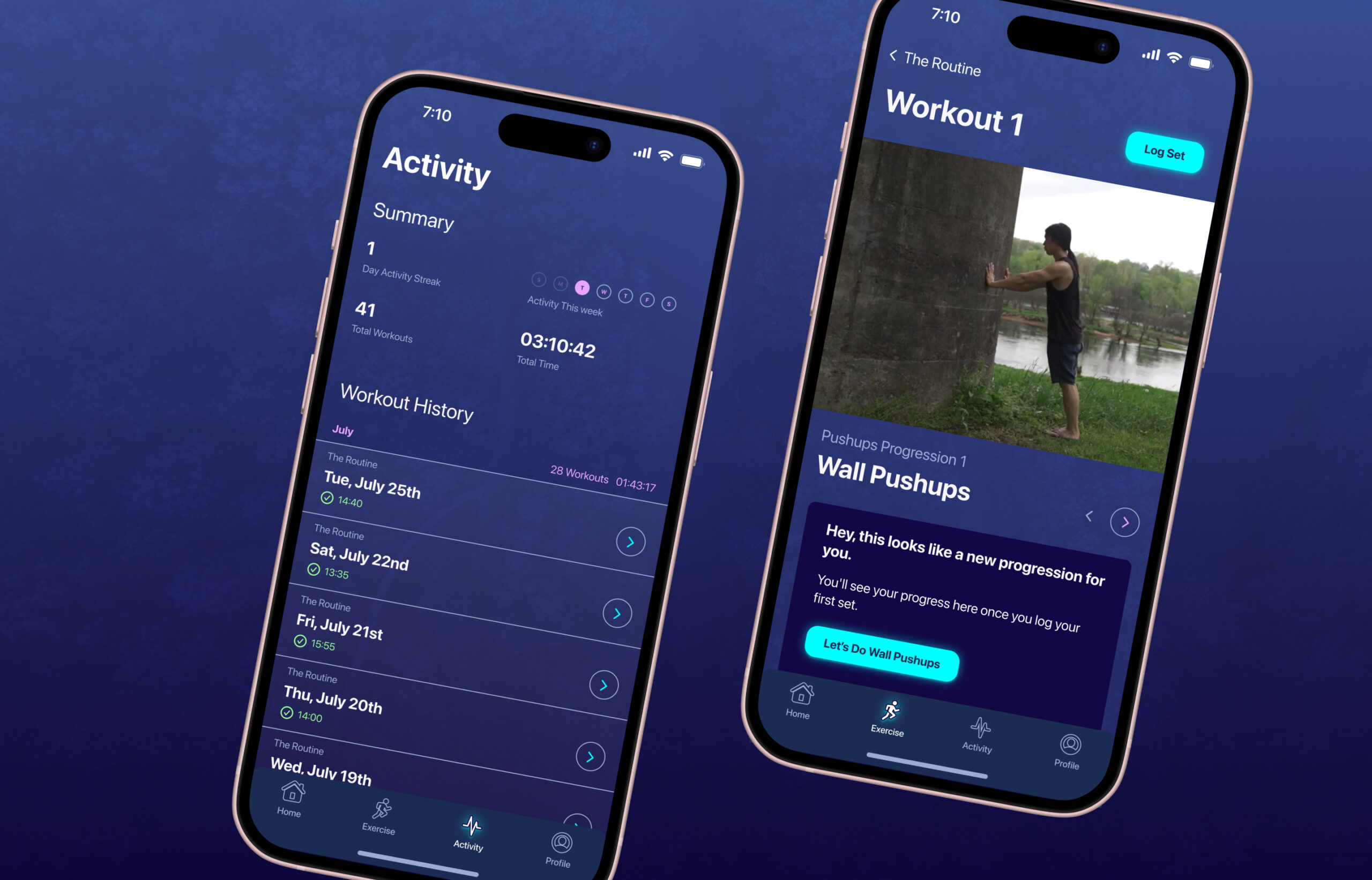 Screenshots of HC app on a blue background