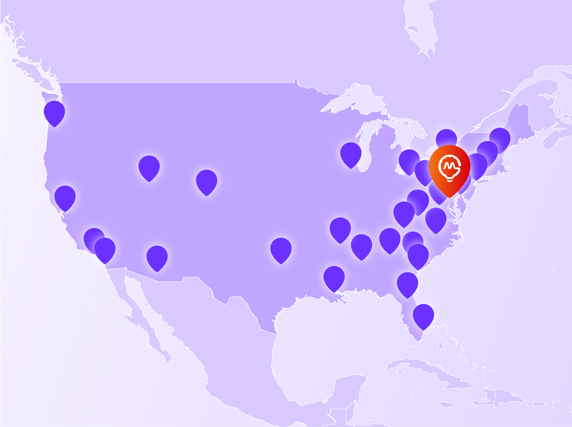 Map of Mingrub employee locations and headquarters