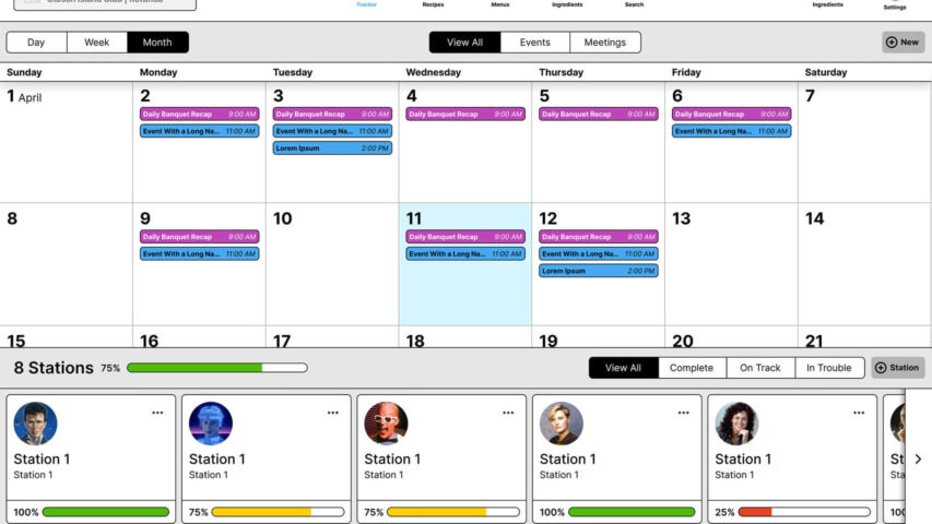Wireframe Month View for the Cide Kic App
