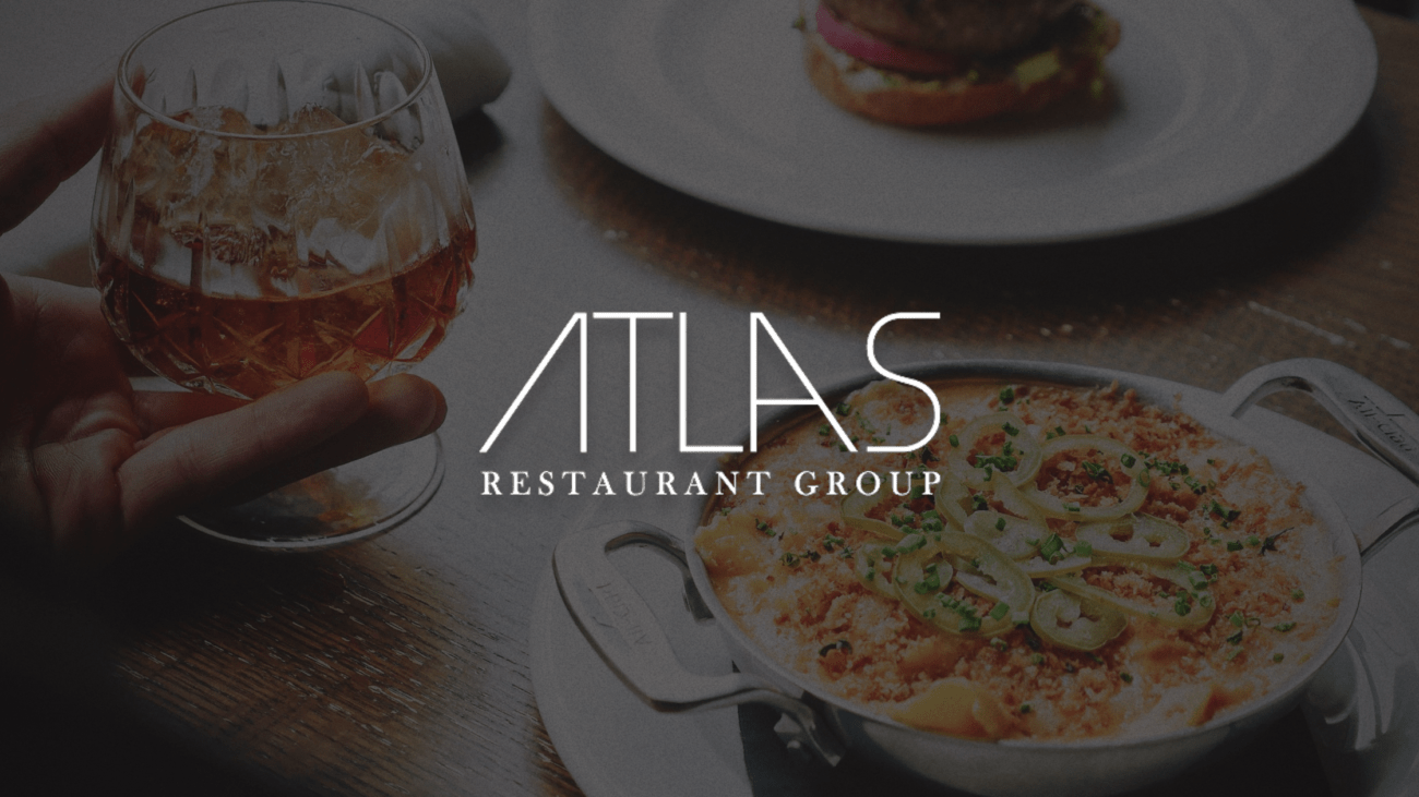 Atlas logo on top of a restaurant imagery