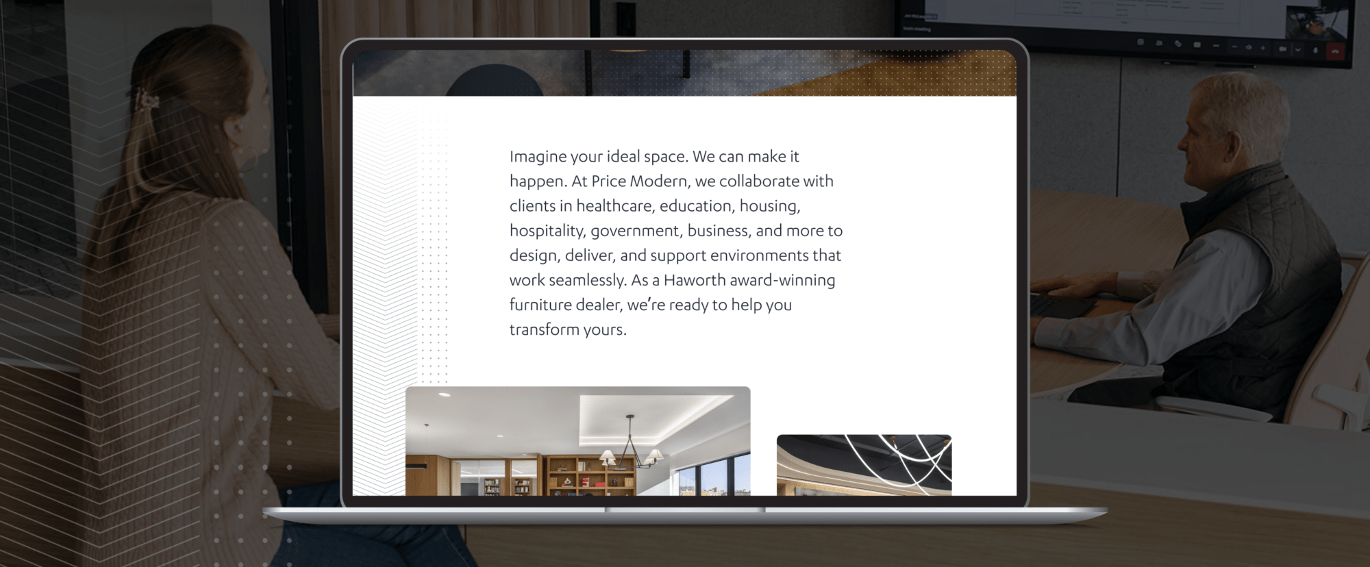 Price Modern website design on a laptop mockup